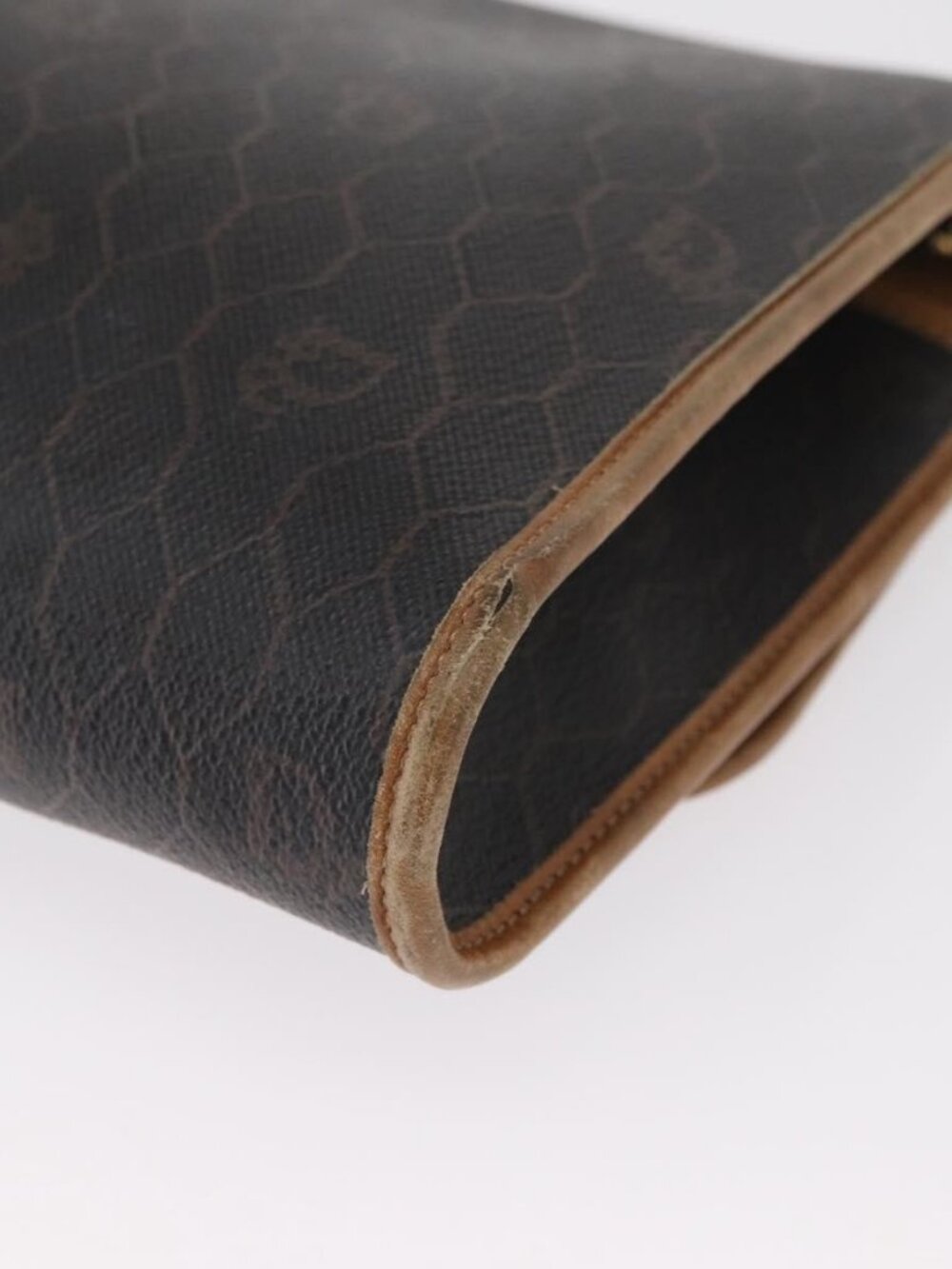 Authentic Christian Dior Honeycomb Canvas Chain Shoulder Bag PVC Black Gold - Picture 5 of 16